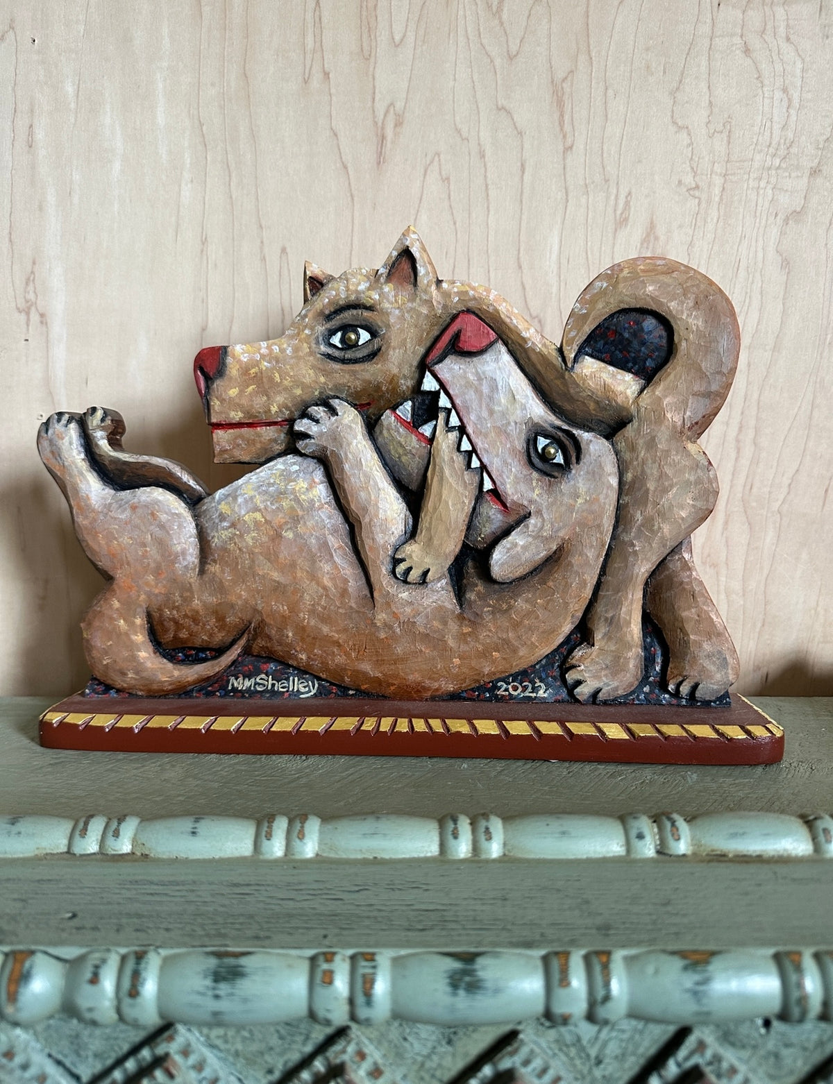 Artist Signed Folk Dogs