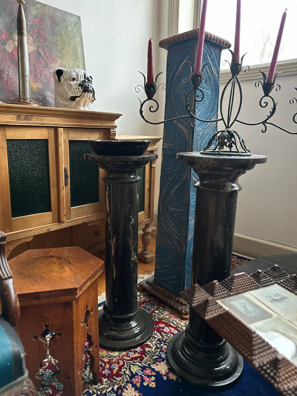 Marble Pedestal Pair