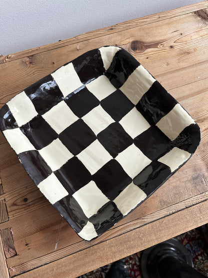 Black + Ivory Checkered Tray