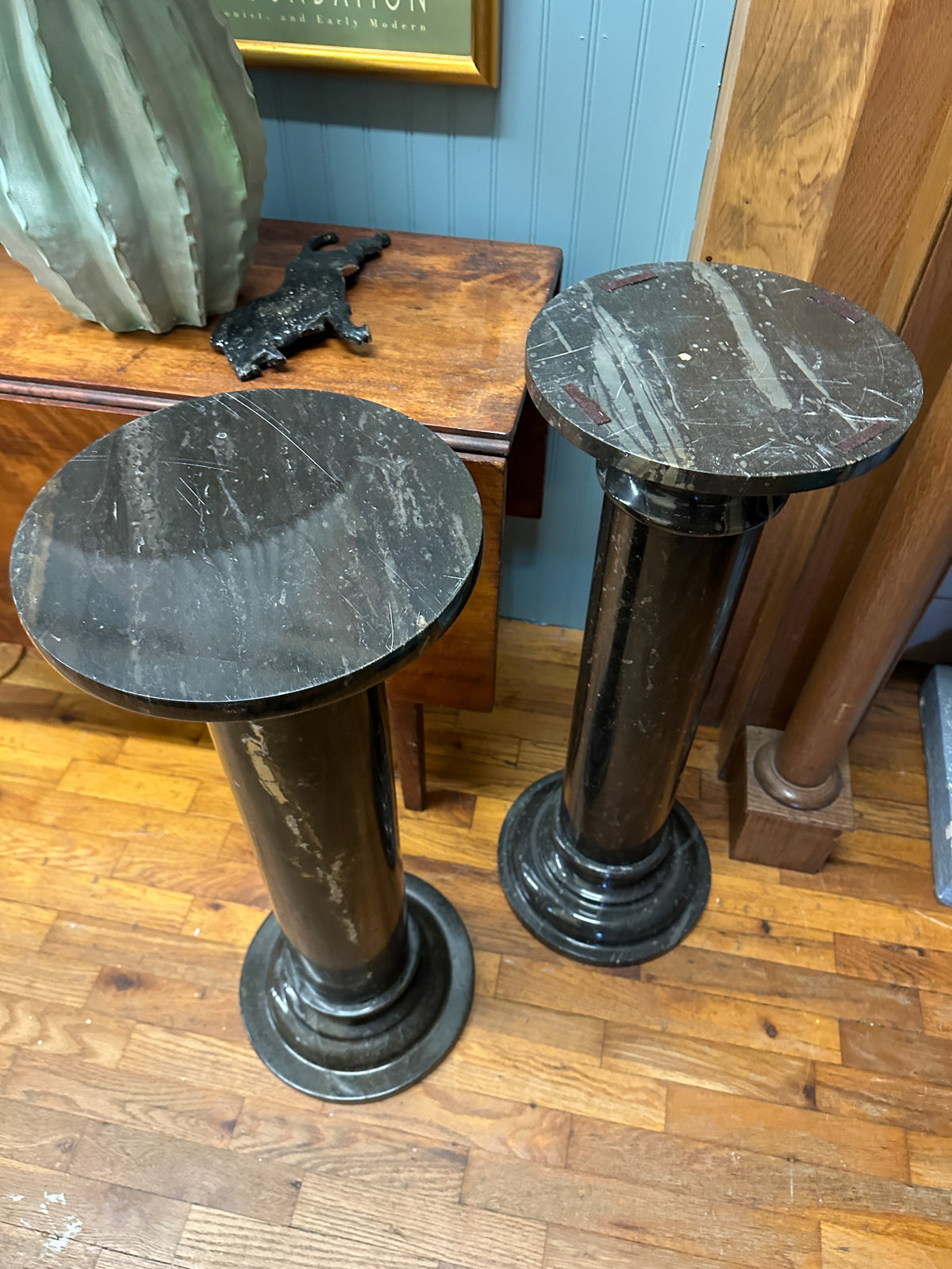 Marble Pedestal Pair