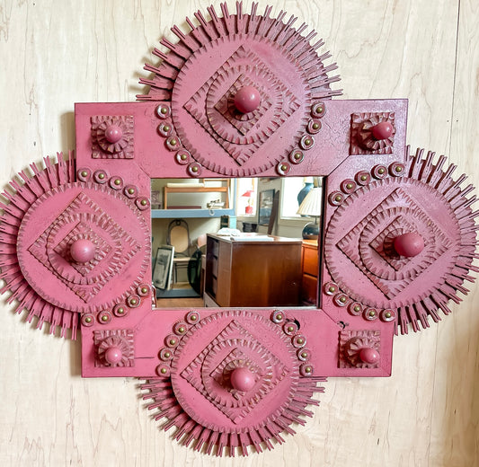 Pink Folk Art Mirror