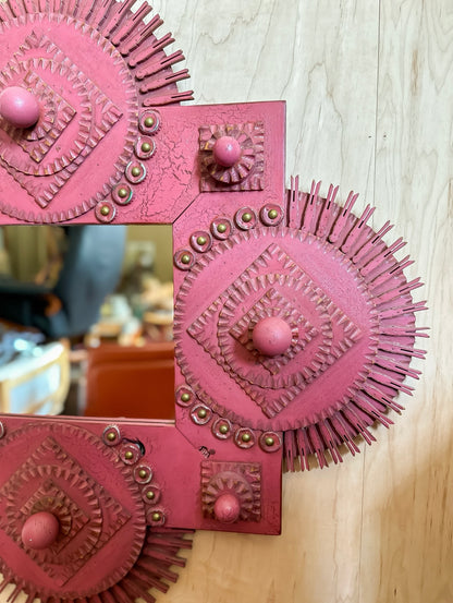 Pink Folk Art Mirror