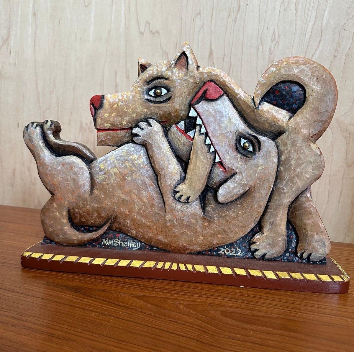 Artist Signed Folk Dogs