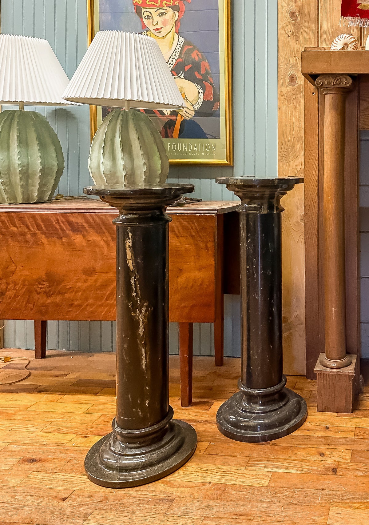 Marble Pedestal Pair